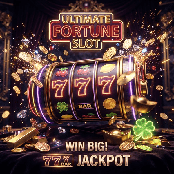 Luxury online casino interface with gold chips and gaming slots
